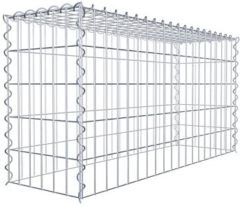 GABIONA Cesta de piedra de gavión rectangular, malla de 5 x 10 cm, profundidad de 30 cm, cesta de cultivo tipo 3, cierre de espiral, galvanizado (100 x 50 x 30 cm)