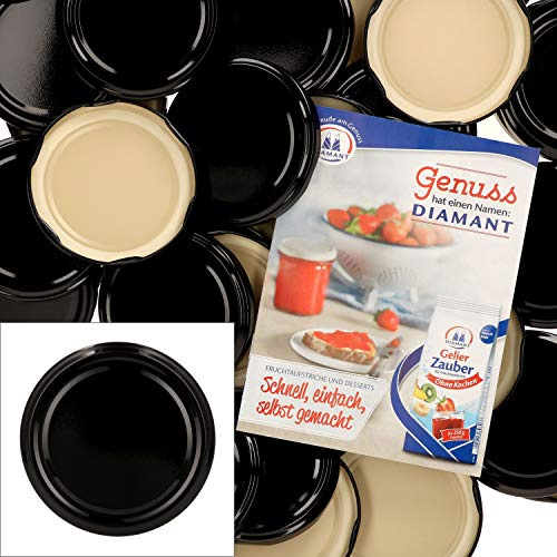 MamboCat 50er Deckelset TO82 Schwarz I Twist-Off-Deckel für Sturzgläser I Rundrand I Einkochen & Konservieren I Ersatzdeckel I für 230ml/350ml/435ml