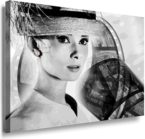 Julia-Art Leinwandbilder - Audrey Hepburn Bild 1 teilig - 70 mal 50 cm Leinwand auf Rahmen - sofort aufhängbar Wandbild XXL - Kunstdrucke QN46-3