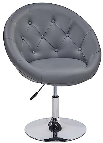 Duhome Sillon Lounge Club de Cuero sintético Silla butaca Giratorio Ajuste de Altura seleccion de Color 509A, Color:Gris, Material:Cuero Artificial
