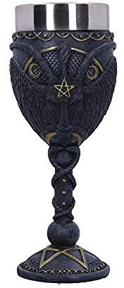 Nemesis Now Baphomet Kelch, Kunstharz, mit Edelstahleinsatz, 23 cm, Schwarz