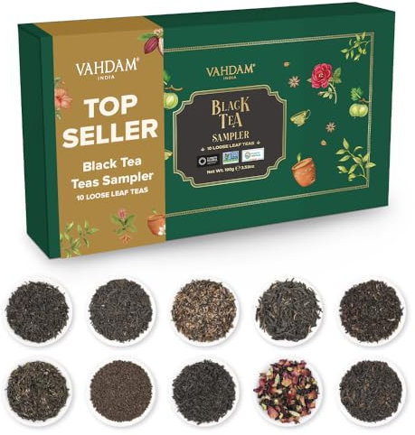 VAHDAM, Coffret Cadeau de Thé Noir – 10 Sachets | Cadeaux de Thé pour Femmes et Hommes | Coffret Assorti de Thés Noirs | Ingrédients 100% Naturels
