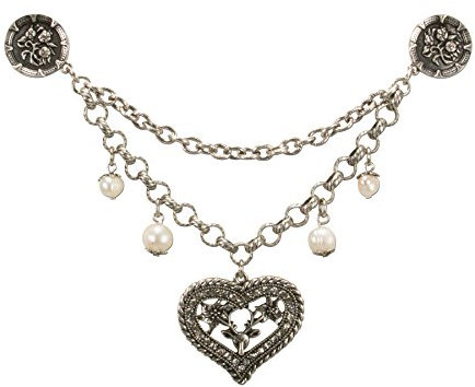 Alpenflüstern Damen Pin-Charivari Strassherz mit Hirsch Altsilber-Farben DCH03200095