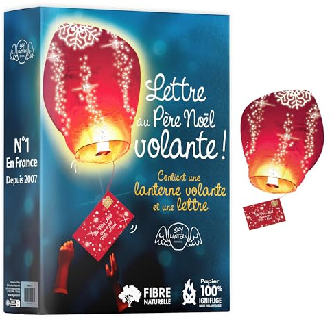SKYLANTERN Lettre au père Noël Volante Biodégradable - Lanterne Volante avec Lettre de Noël Rouge - Lanterne de Noël Volante 60 x 105 cm