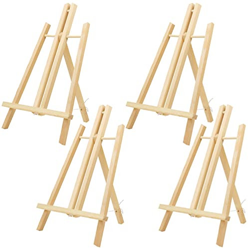 Belle Vous Tisch Staffelei Holz Leinwand Ausstellung (4er Pack) - 40cm - Natürliche Kiefer Kleine Staffelei Holz Tisch für Gemälde, Kinder Kunst & Handwerk