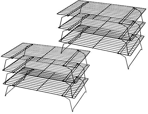 Kingrol 2 Pack 3-Tier Stackable Cooling Rack, Non-stick Wire Cake Rack for Pies, Cookies, Pastries
