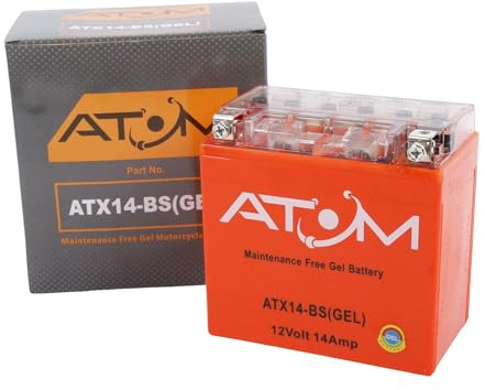 ATX14-BS - Atom Gel Motorcycle Battery Factory Sealed 12V 14Ah