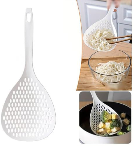 Long Handled Colander Pasta Scoop -Strainer Ladle, Pasta Drainer, Wash Fruit & Veg, Handled Sieve, Strainer Basket, Sieve & Serve (Pasta Scoop)