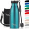 Milu Edelstahl Trinkflasche 350ml, 500ml, 750ml, 1L, 1,5L – Thermosflasche für Kinder Erwachsene auslaufsicher Isolierflasche Kohlensäure geeignet– inkl. Reinigungsbürste (Grün, 350ml)
