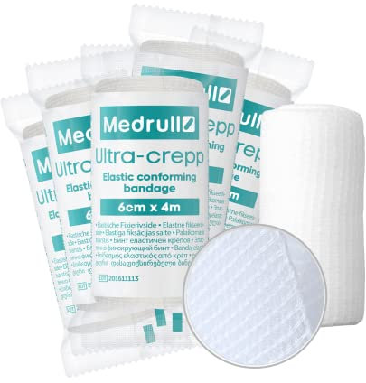 Medrull 10 Stück 6cm x 4m Mullbinden Set - Fixierbinden Groß - Verbandsmaterial ULTRA CREPP