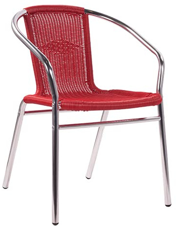 pemora Bistrostuhl Outdoor-Stuhl Kir Terrassestuhl Gartenstuhl aus Aluminium mit Geflecht in rot