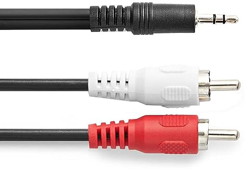 Khudadad RCA to 3.5mm Aux Cable - 1.2m | Phono to 3.5mm Jack Adapter Lead | RCA to Audio Jack | Headphone Jack Adaptor Cables Red and White Aux Audio Splitter | Hi-Fi Amplifier Speaker