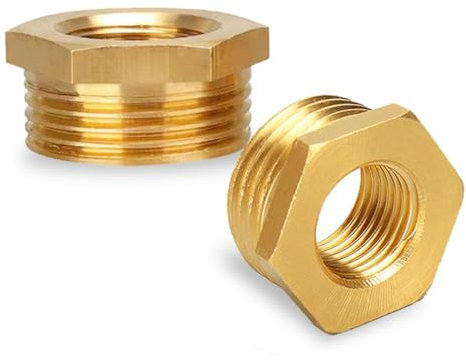 MEXRUMI 2 Pezzi Riduzione Boccola Di Riduzione In Ottone Raccordo Per Tubo In Ottone Boccola Esagonale Nipplo Esagonale Ridotto Per Collegamenti Di Tubi Dell'Acqua Industriali Domestici (M14/M20)