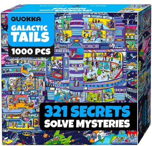 QUOKKA 1000 Piece Jigsaw Puzzle for Adults Galactic Tails – Premium Box Packaging with Extra Fun Challenges - Stunning Galaxy Dog Puzzle - Perfect for Relaxation - Creativity & Gift Giving