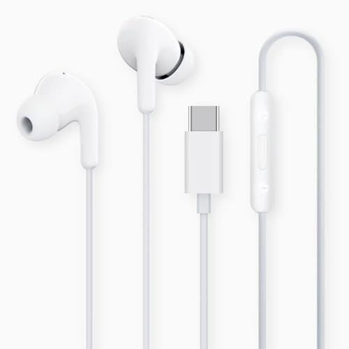 Xiaomi Earphones Type C | Auriculares con Cancelación de Ruido | Cascos con Cable con Triple Micrófono y Puerto Tipo C| Audífonos Blanco