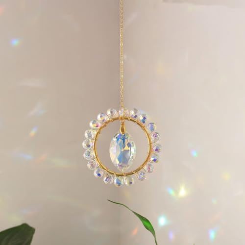 Crystal Sun Catcher Colorful Suncatcher Hanging Crystal Pendant | Crystal Diamond Wall Hanging Decoration Ornament, Rainbow Crystals Ornament for Indoor Outdoor Garden Decoration