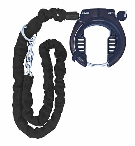 Red Loon Einsteckkette BRI-950U - Schloßverlängerung 140cm - Verlängerungskette + Rahmenschloß RS455 dark red - Set Fahrradschloß mit Plug-in-Kette - Radschloß Fahrrad Schloß
