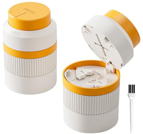 Dzmuero Coupe Comprimé, Coupe Medicaments, Réglable, Qualité Alimentaire, Portable, 1 divisé en 4, 3 en 1, Coupe-médicaments Multifonctionnel, Boîte à Médicaments(Jaune)