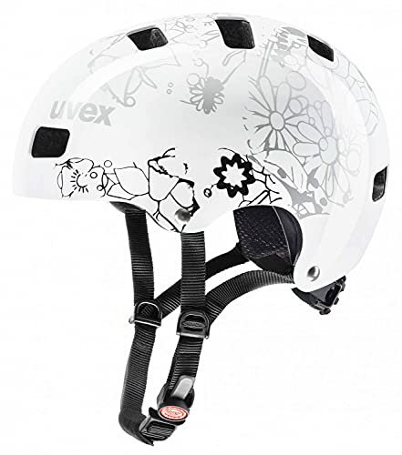 uvex Kid 3 - robuster Fahrradhelm für Kinder - individuelle Größenanpassung - waschbare Innenausstattung - White Flower Black - 51-55 cm