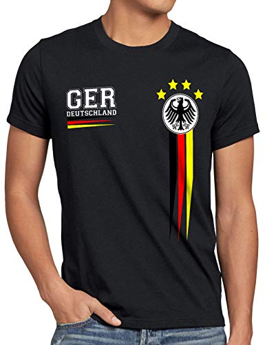style3 Deutschland Herren T-Shirt WM 2026 Germany Fußball Weltmeisterschaft Trikot Spieler, Größe:S, Farbe:Schwarz