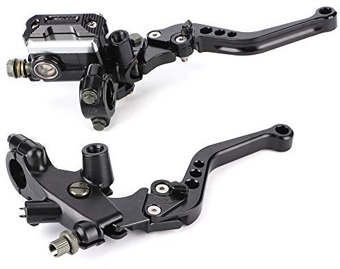 Conjunto de palanca de embrague y freno 1 Par 7/8 22mm Aluminio Embrague Hidráulico Moto Palanca de Freno Depósito de líquido del cilindro maestro de embrague