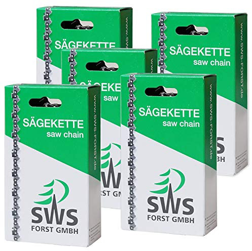 5 Stück SWS Forst GmbH Sägekette langer Schneidezahn 3/8 1,3 mm 50 TG kompatibel mit Stihl und andere Hersteller