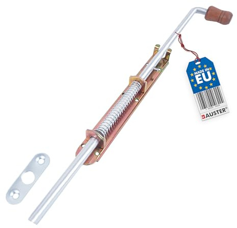 BAUSTER® Türriegel 600 mm Bolzenriegel Torriegel Riegelschloss Verzinkt Schrauben Schlossriegel Federriegel Wetterfest Holzgriff Stallriegel Für gartentor Torbeschläge für holztor