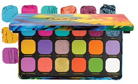Makeup Revolution, Palette d'ombres à paupières Forever Flawless, Bird of Paradise, 18 nuances, 19,8 g