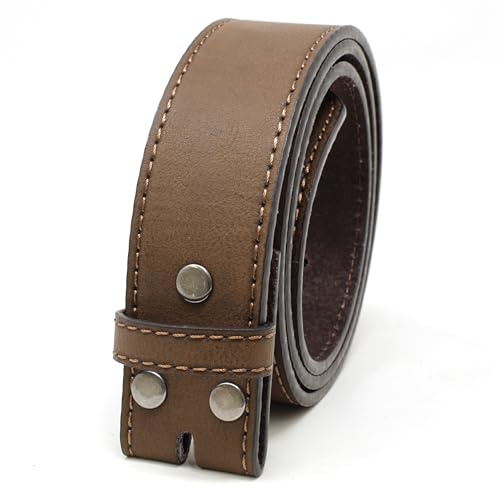 BC Belts Leather Belt Strap with Vintage Distressed Texture 1.5 Wide with Snaps (Dark Brown-S)