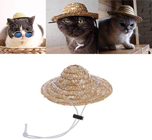 Sombrero de paja para perro, 3 piezas, sombrero de paja, sombrero de verano, suministros para fiestas, preparado por Cats-Pet Headwear Dress Up