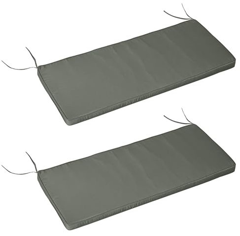 Outsunny Coussins de Banc de Jardin déhoussables - Coussins balancelle - Lot de 2 - dim. 120L x 50l cm - Rembourrage 5 cm - Cordons d'attache - Polyester Gris