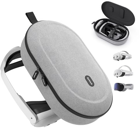 Syntech Hard Carrying Case Compatible with Meta Quest 3S/Quest 3/Oculus Quest2/VP/Pico4, Accessories VR Gaming Headset with Elite Strap, Touch Controllers, Ultra-Sleek Design for Travel Storage, Gray