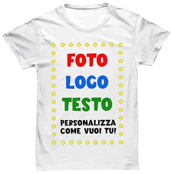 Bulabadoo Maglietta Personalizzata Uomo Donna Bambino, Maglia Personalizzabile con Foto Testo, T-Shirt Manica Corta Cotone 100%, Leggera e Traspirante, Idea Regalo Colore Bianco Taglia L