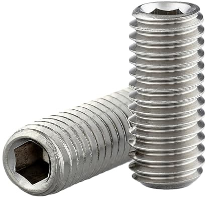 Vis sans tête avec embout conique et six pans creux (ISK) conforme à la norme DIN 913 / ISO 4026, acier inoxydable A2 V2A, vis sans tête (100 pièces, M6 x 16 mm)