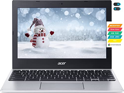 Computadora portátil Acer Chromebook 311 2022, procesador MediaTek MT8183C Octa-Core, pantalla HD de 11.6 pulgadas, 4 GB LPDDR4X, 32 GB eMMC, USB-C, cámara web, Chrome OS + funda para cámara web YSC