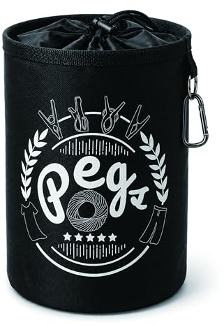 VABNEER Large Peg Bag Waterproof with Draw String, Hanger Clips Hanging Snap Hook for Outdoor Use