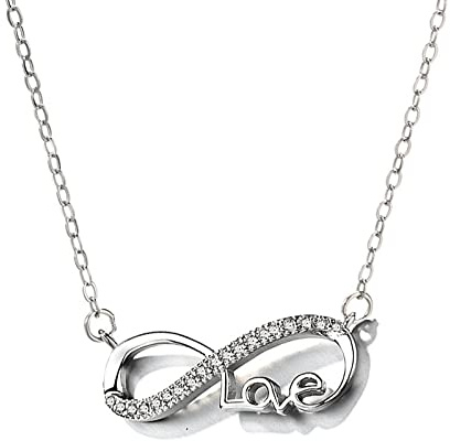 Fengguock Sterling Silber 925 Infinity Halskette, Freundschaftskette, Kette Herz Unendlichkeit, Infinity Halskette Herz Damen, Damen Kette mit Anhänger Infinity, Geburtstagsgeschenk für Frauen