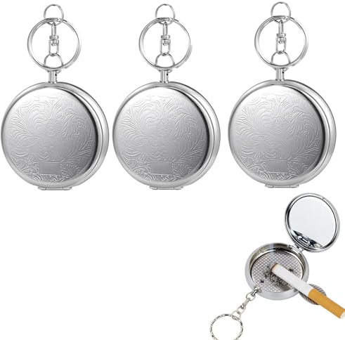 3 Stück Tragbare Taschenascher, Reise-Aschenbecher Mini, Taschenaschenbecher, Für Reisen, Ausgehen, Klein und Tragbar, mit Schlüsselbund zum Mitnehmen