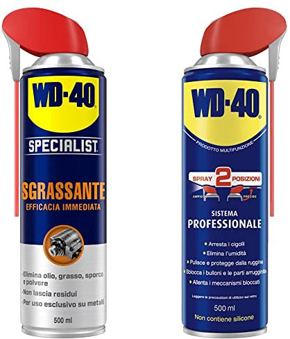 WD-40 Specialist Sgrassante Spray ad Efficacia Immediata con Sistema Doppia Posizione - 500 ml & Prodotto Multifunzione Lubrificante Spray Con Sistema Doppia Posizione, 500 ml, Bianco