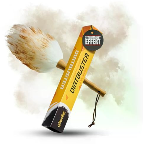 ShinyChiefs Dirt Buster - Staubwedel zur Reinigung von Displays & Armaturen - Langer Staubwedel aus Lammwolle zum Entfernen von Staub und leichten Verschmutzungen, ideal zur Vorreinigung, 32cm
