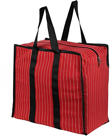 Multipurpose Extra Large Big Heavy Duty Storage Organizer Reusable Canvas Shopper Bag with Strong Handles and Base with Covers Zip