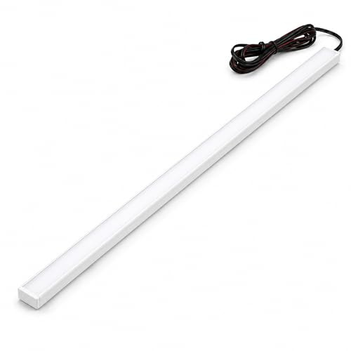 QLS Éclairage LED 12V Blanc Froid 50 cm opalin Blanc | Diffuseur opalin pour lumière homogène, câble 2 m, connecteurs rapides et ruban adhésif