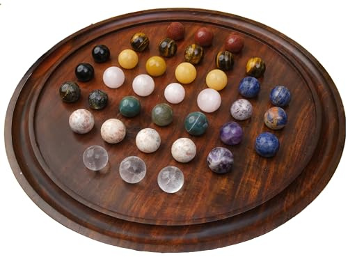 Rosewood Solitaire Board Game Set with 36 Natural Marbles - Authentic Handmade Solitaire Boards | for Adults on Any Occasion (16 inches)