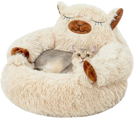 Jiupety Katzenbett Flauschig in Kamelform, Donut Katzenbettn Große Katzen, Katzenbett Waschbar, Größe S (51 x 51 x 33 cm) Katzen bettchen Katzenkörbchen, Cartoon Cat Bed, Kleine Hundebett, Kamel