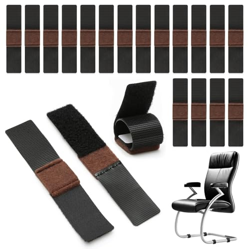20 Pcs Furniture Felt Pads with Velcro Fastening, Chair Leg Protectors, Wrap-around felt padded floor protectors for Protection of Chair Legs and Floor, Non-Slip and Noise Reduction