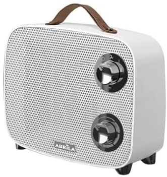 ABRILA - Termoventilador Cerámico PTC Córcega 1500W Blanco/Cromo con 2 Potencias y 3 Funciones | Corte Térmico y Sistema de Seguridad Antivuelco | Diseño Moderno | Fácil Transporte