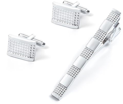 One Piece Metal Tie Bar Clip Useful Fashion Necktie Clip Tie Elegant Cufflinks Set Tie Tack Pins Business Suit Classic Necktie Tie Pin for Wedding Boyfriend