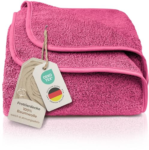LAYNENBURG Premium frottéfilt 150 x 200 cm – 100 % bomull – tunn och lätt sommarfilt – bomullsfilt som soffilt och överkast – frottéfilt och svalnande soffilt (fuchsia)