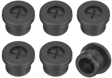 QUARKZMAN 6 Piezas Pasacables de Escritorio de Goma 1/2 (12mm) Pasacables de Goma Cubierta de Orificio de Cable para Organizador de Cables de Escritorio Oficina Negro
