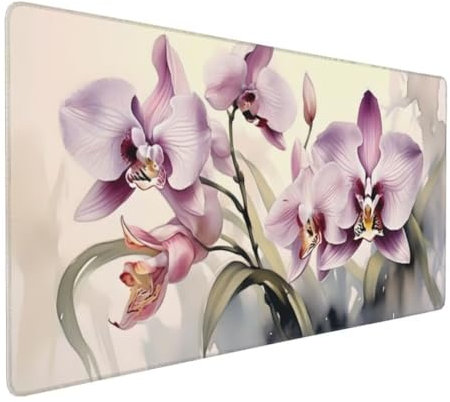 Orchidee Pink Mauspad 1000 x 500 X 4 mm Verlängertes großes Mauspad Schreibtischauflage, genähte Kanten Mauspad, abwaschbar, rutschfeste Gummibasis, Gaming-Mauspad, für PC, MacBook, Laptop K-610